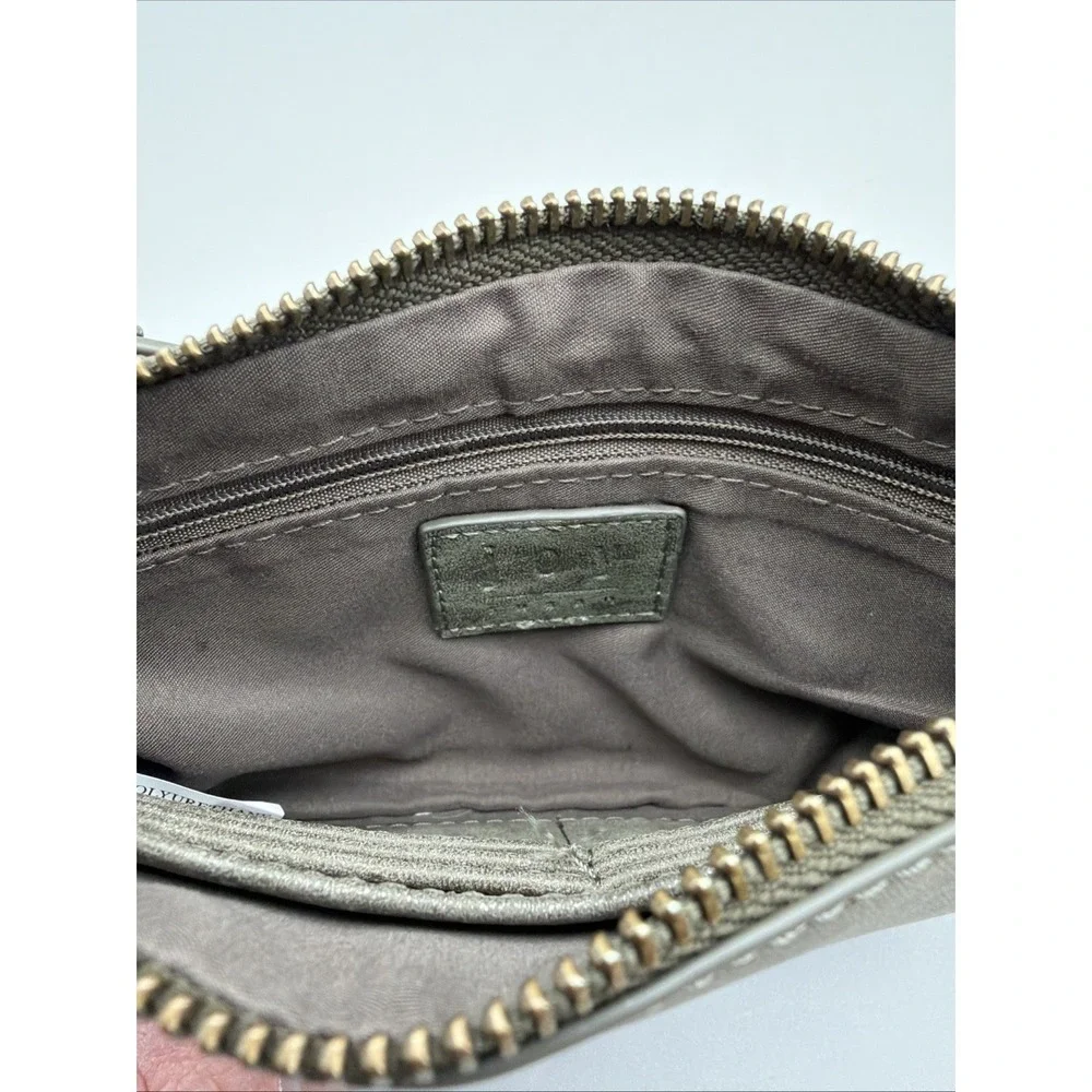 Joy Susan Crossbody Purse Wristlet Clutch Vegan Faux Leather Pewter EUC